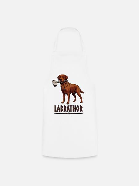 Labrador Hund mit Hammer Grafik - Labrathor - Kochschürze - Weiß