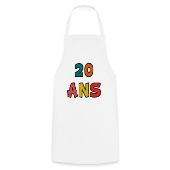 20. 20e ANNIVERSAIRE. ANNIVERSAIRE 20 ANS. 20 ANS. - Tablier de cuisine - blanc - Devant - AI Model Male 185 dark (185cm)