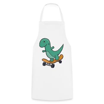 Playful Dinosaur on Skateboard - Cooking Apron - white - Front - AI Model Male 185 dark (185cm)