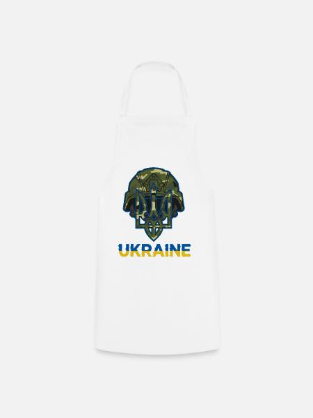 Ukraine Trident Camouflage Helm - Kochschürze - Weiß