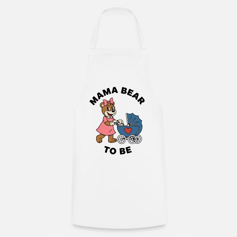 Mama Bear To Be – Stroller Ribbon Tee - Cooking Apron - white