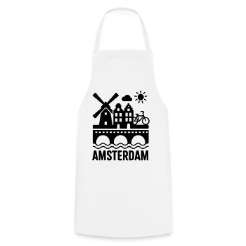 Amsterdam Windmühle Fahrrad Kanal - Kochschürze - Weiß - Vorne - AI Model Male 185 dark (185cm)