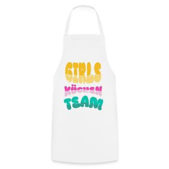Frauen Küchen Team Küche Arbeit  - Kochschürze - Weiß - Vorne - AI Model Male 185 dark (185cm)