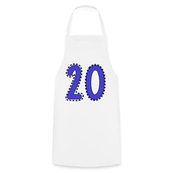 20. 20e ANNIVERSAIRE. ANNIVERSAIRE 20 ANS. 20 ANS. - Tablier de cuisine - blanc - Devant - AI Model Male 185 dark (185cm)