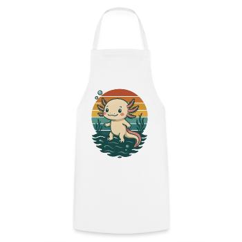 Cute Retro Axolotl - Cooking Apron - white - Front - AI Model Male 185 dark (185cm)