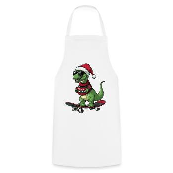 Dinosaur brontosaurus Christmas Funny - Cooking Apron - white - Front - AI Model Male 185 dark (185cm)