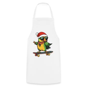 Papagai Noël drôle - Tablier de cuisine - blanc - Devant - AI Model Male 185 dark (185cm)