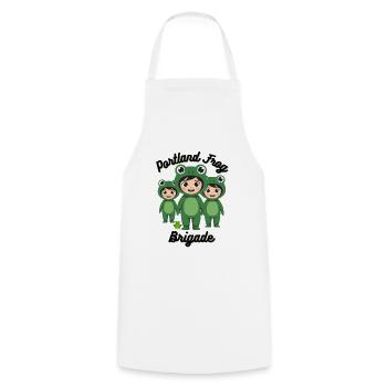 Portland Frog Brigade  - Cooking Apron - white - Front - AI Model Male 185 dark (185cm)