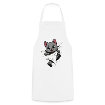 Kitten Cuddly Cat Cute Cat - Cooking Apron - white - Front - AI Model Male 185 dark (185cm)