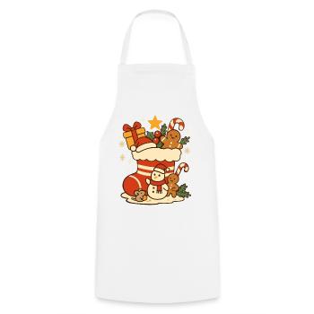 St. Nicholas Motif - Cute Boot with Figures - Cooking Apron - white - Front - AI Model Male 185 dark (185cm)