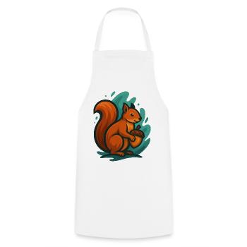 Squirrel with nut in colorful waves - Cooking Apron - white - Front - AI Model Male 185 dark (185cm)