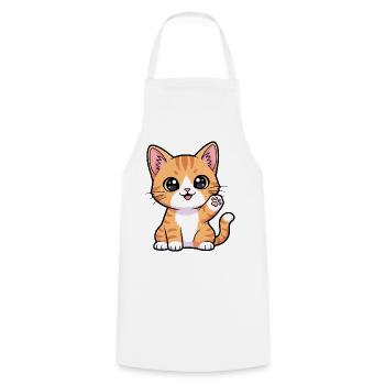Chaton Roux Pattes Ensoleillées - Tablier de cuisine - blanc - Devant - AI Model Male 185 dark (185cm)