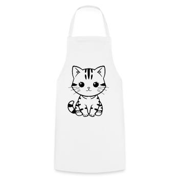 Cadeau de Noël Chat chaton Chat - Tablier de cuisine - blanc - Devant - AI Model Male 185 dark (185cm)