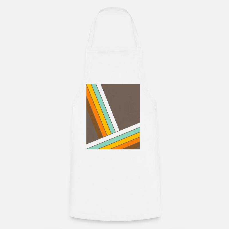 Retro 70s Geometric Stripes - Cooking Apron - white