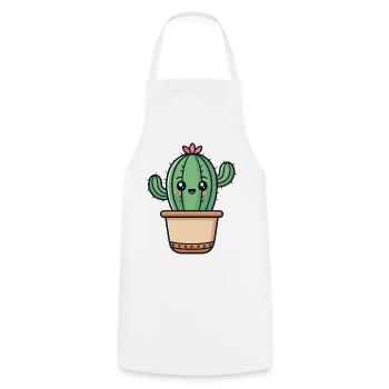 Kawaii Cactus in a Potted - Cooking Apron - white - Front - AI Model Male 185 dark (185cm)
