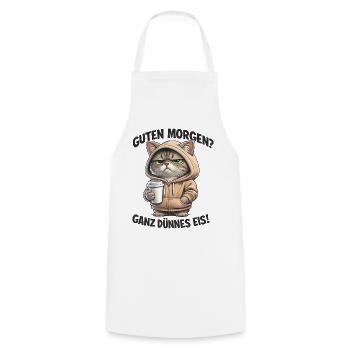 Cat Cafe Morning Pullover Hoodie - Cooking Apron - white - Front - AI Model Male 185 dark (185cm)