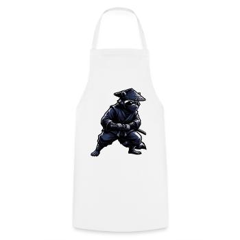 Raton laveur ninja avec un katana - Tablier de cuisine - blanc - Devant - AI Model Male 185 dark (185cm)