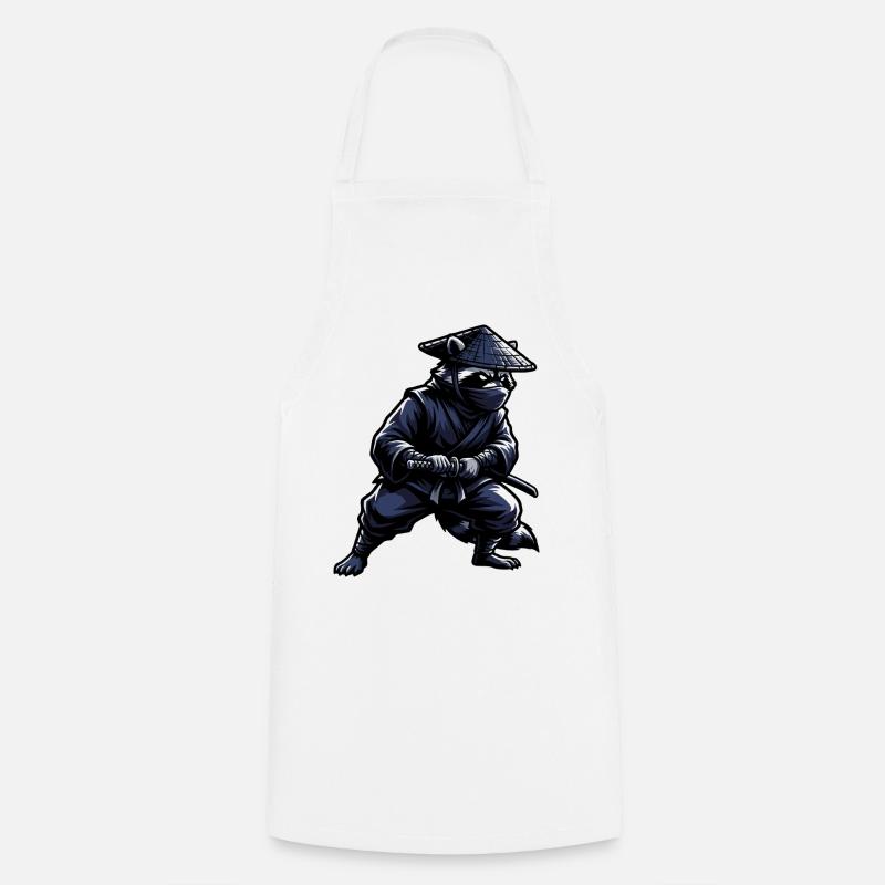 Ninja raccoon with katana - Cooking Apron - white