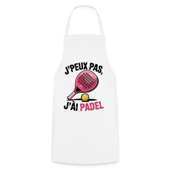 Je peux pas j ai padel cadeau femme - Tablier de cuisine - blanc - Devant - AI Model Male 185 dark (185cm)
