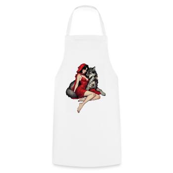 Little Red Riding Hood with the Bad Wolf - Cooking Apron - white - Front - AI Model Male 185 dark (185cm)