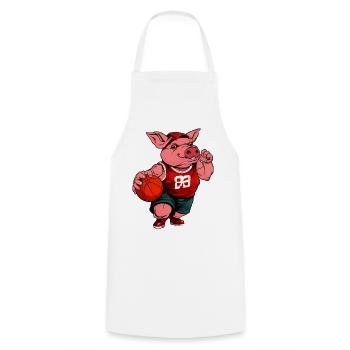 Joueur de basket Piggy / Cochon de basket - Tablier de cuisine - blanc - Devant - AI Model Male 185 dark (185cm)