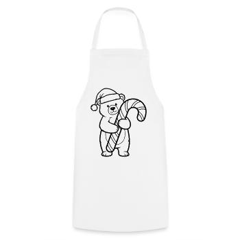 Petit ours de Noël mignon avec une canne d’orge d’orge - Tablier de cuisine - blanc - Devant - AI Model Male 185 dark (185cm)