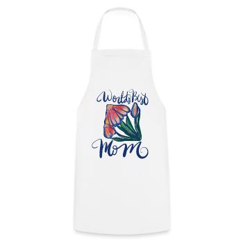 World's Best Mom Floral Watercolor - Cooking Apron - white - Front - AI Model Male 185 dark (185cm)