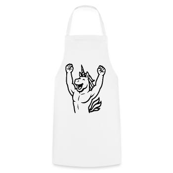 Minimal Line Art Unicorn Mascot Black Outline - Cooking Apron - white - Front - AI Model Male 185 dark (185cm)