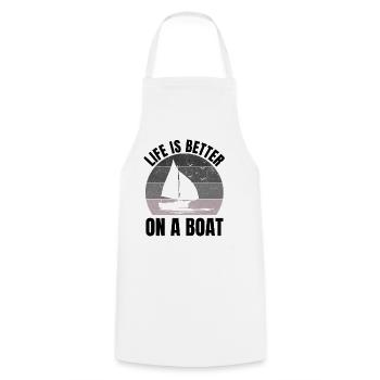 Passionnés de bateaux Plaisanciers Voiliers Pêche en voilier - Tablier de cuisine - blanc - Devant - AI Model Male 185 dark (185cm)
