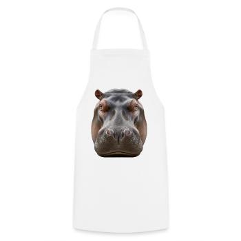 Hippopotamus Portrait Detail Wildlife Design - Cooking Apron - white - Front - AI Model Male 185 dark (185cm)