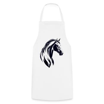 Black White Horse Head Drawing Sketch - Cooking Apron - white - Front - AI Model Male 185 dark (185cm)