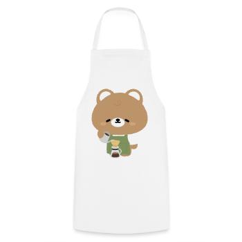 Bear Barista Coffee Pour Over - Cooking Apron - white - Front - AI Model Male 185 dark (185cm)