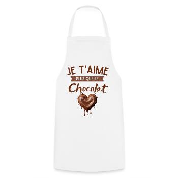 I love you more than chocolate heart - Cooking Apron - white - Front - AI Model Male 185 dark (185cm)
