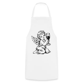Sekt Engel – Cherub mit Sektglas Vintage - Kochschürze - Weiß - Vorne - AI Model Male 185 dark (185cm)