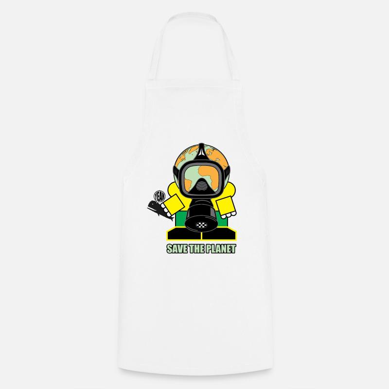 Globe Gas Mask Save the Planet - Cooking Apron - white