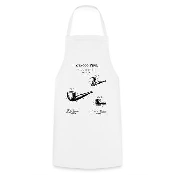 Vintage tobacco Pipe Patent Blueprint T-Shirt - Cooking Apron - white - Front - AI Model Male 185 dark (185cm)