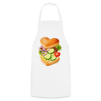 Burger in heart shape illustration with vegetables - Cooking Apron - white - Front - AI Model Male 185 dark (185cm)