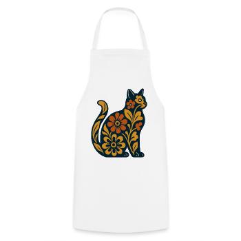 Flower cat silhouette in warm tones - Cooking Apron - white - Front - AI Model Male 185 dark (185cm)