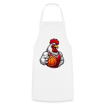 Basketball Huhn Mascot - Kochschürze - Weiß - Vorne - AI Model Male 185 dark (185cm)