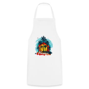 Palm Sunset Hawaii Splash - Kochschürze - Weiß - Vorne - AI Model Male 185 dark (185cm)