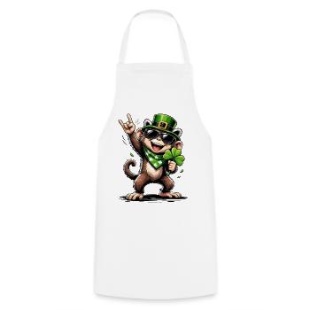 Monkey Shamrock St. Patty's Funny Gift - Cooking Apron - white - Front - AI Model Male 185 dark (185cm)