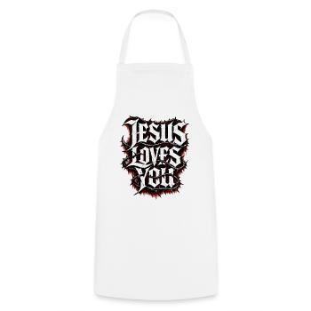 Jesus Loves You Streetwear - Kochschürze - Weiß - Vorne - AI Model Male 185 dark (185cm)