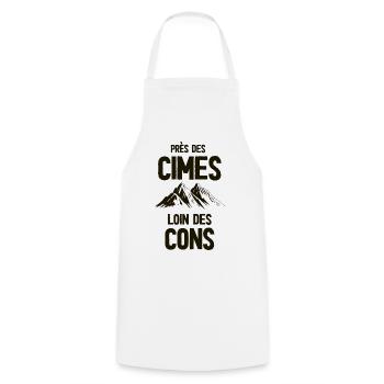 Près des cimes, loin des cons - Tablier de cuisine - blanc - Devant - AI Model Male 185 dark (185cm)