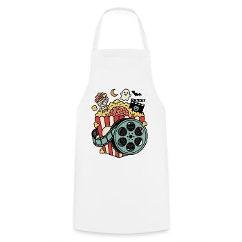 Humour de soirée cinéma d’horreur popcorn - Tablier de cuisine - blanc - Devant - AI Model Male 185 dark (185cm)