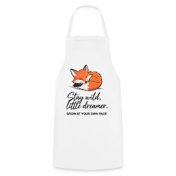Fox Dreamer: Stay Wild Botschaft - Kochschürze - Weiß - Vorne - AI Model Male 185 dark (185cm)