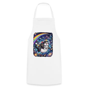 Univers du Chat Fou - Tablier de cuisine - blanc - Devant - AI Model Male 185 dark (185cm)