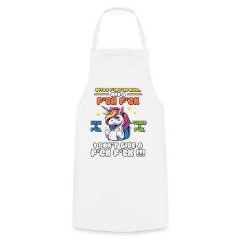 Buntes Einhorn mit frechem Spruch Old Mcdonald - Kochschürze - Weiß - Vorne - AI Model Male 185 dark (185cm)