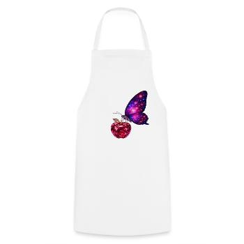 Ruby Life – Power Butterfly - Cooking Apron - white - Front - AI Model Male 185 dark (185cm)