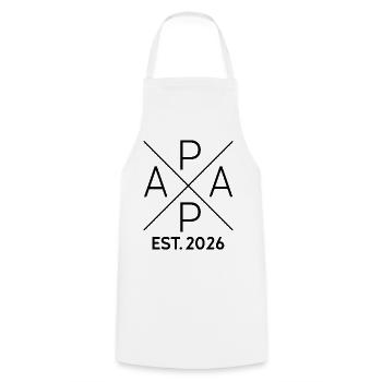 Papa Est 2026 Minimalist Cross Black - Cooking Apron - white - Front - AI Model Male 185 dark (185cm)