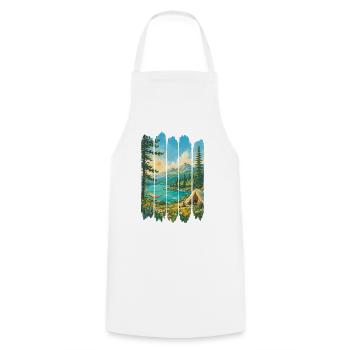 Panneaux Nature: Lac et Montagnes - Tablier de cuisine - blanc - Devant - AI Model Male 185 dark (185cm)